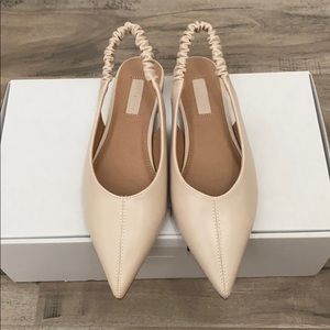 Pointed toe sling back flats
